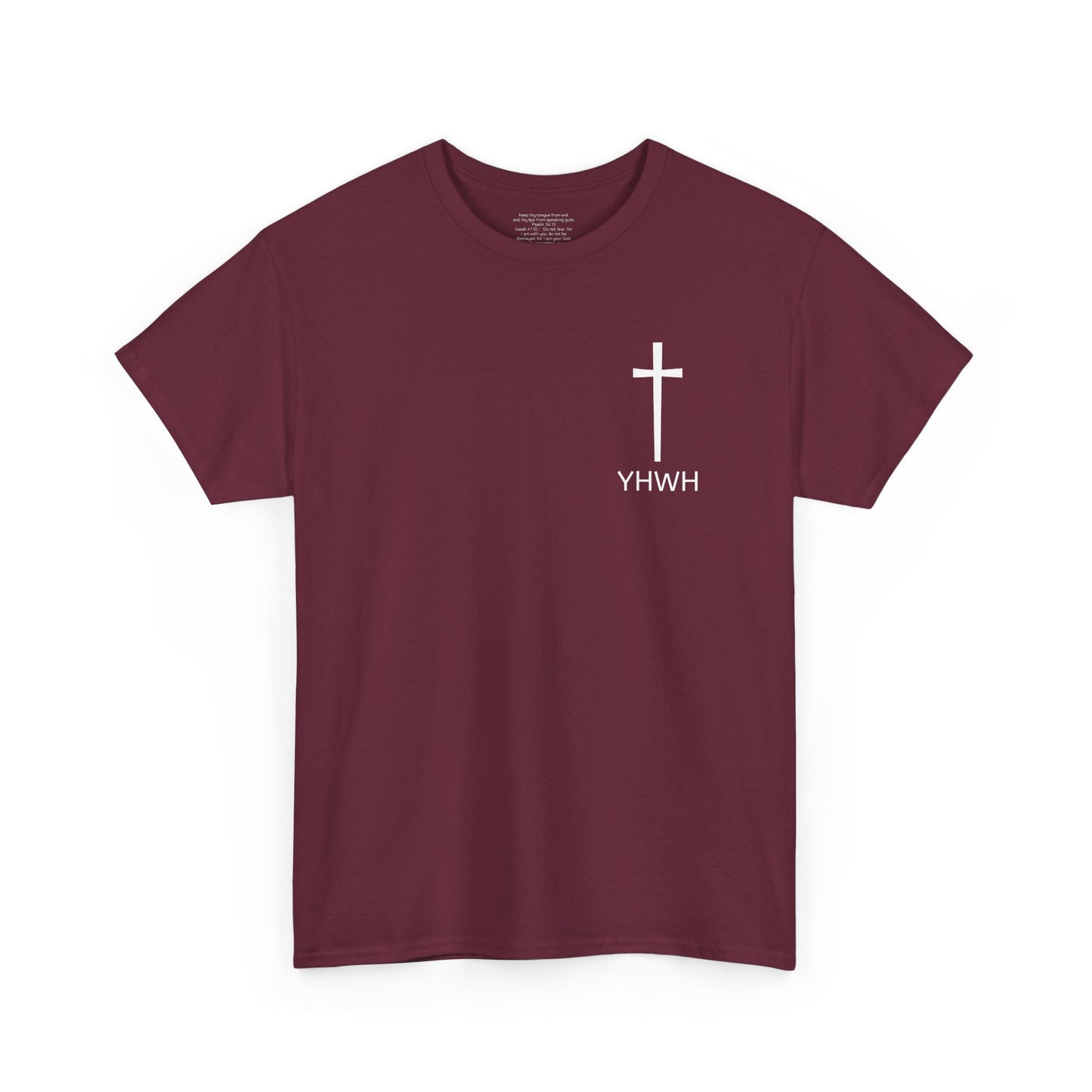 Simple Heavy Cotton Tee with Cross Design and YHWH, Spiritual T-Shirt, Casual Streetwear, Christian Gift, Everyday Wear