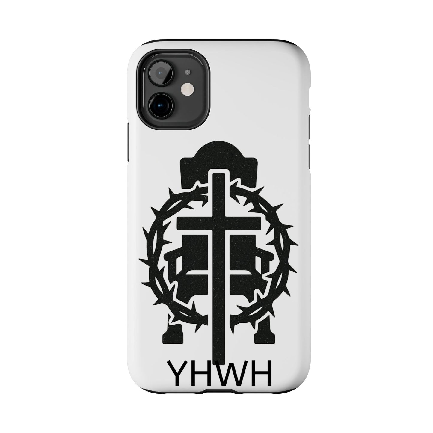 Tough Phone Case with Throne & Thorns YHWH Design, Inspirational Gift, Bible Verse Accessory, Christian Phone Cover, Durable Protection