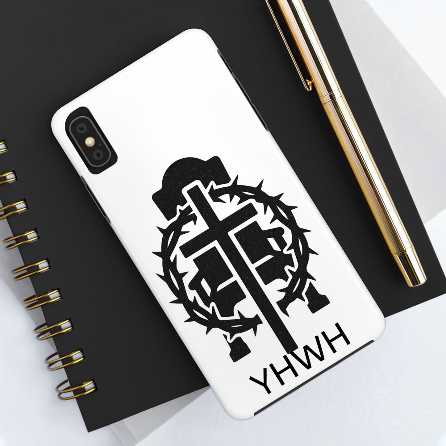 Tough Phone Case with Throne & Thorns YHWH Design, Inspirational Gift, Bible Verse Accessory, Christian Phone Cover, Durable Protection