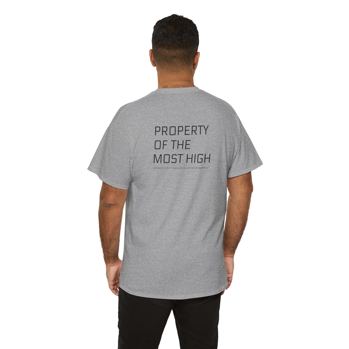Property of the Most High (BACK) Unisex Heavy Cotton Tee, Comfortable Casual Tee