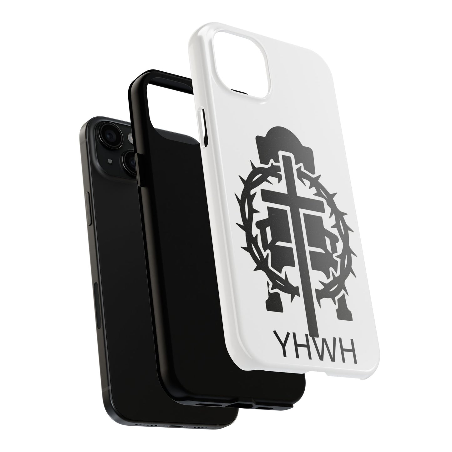 Tough Phone Case with Throne & Thorns YHWH Design, Inspirational Gift, Bible Verse Accessory, Christian Phone Cover, Durable Protection