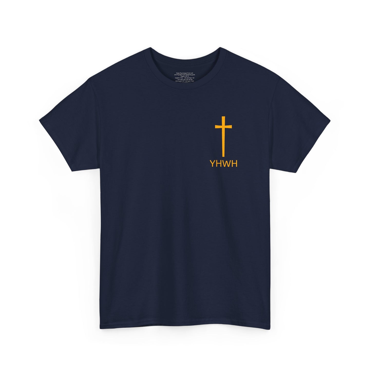 Simple Heavy Cotton Tee with Cross Design and YHWH, Spiritual T-Shirt, Casual Streetwear, Christian Gift, Everyday Wear