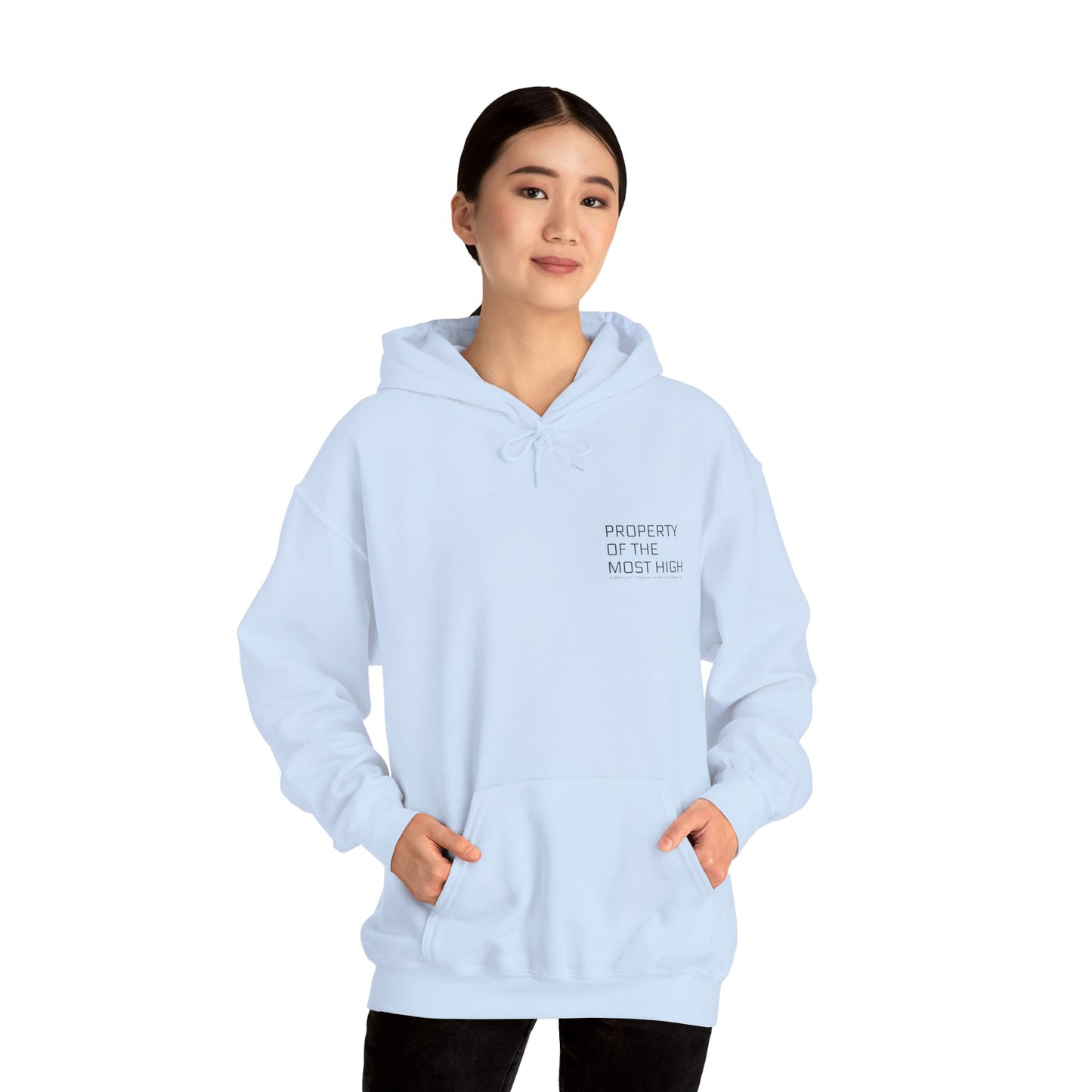Property of the Most High Hoodie, Front/Back, Unisex Heavy Blend Sweatshirt, Inspirational Gift, Spiritual Apparel, Cozy Casual Wear