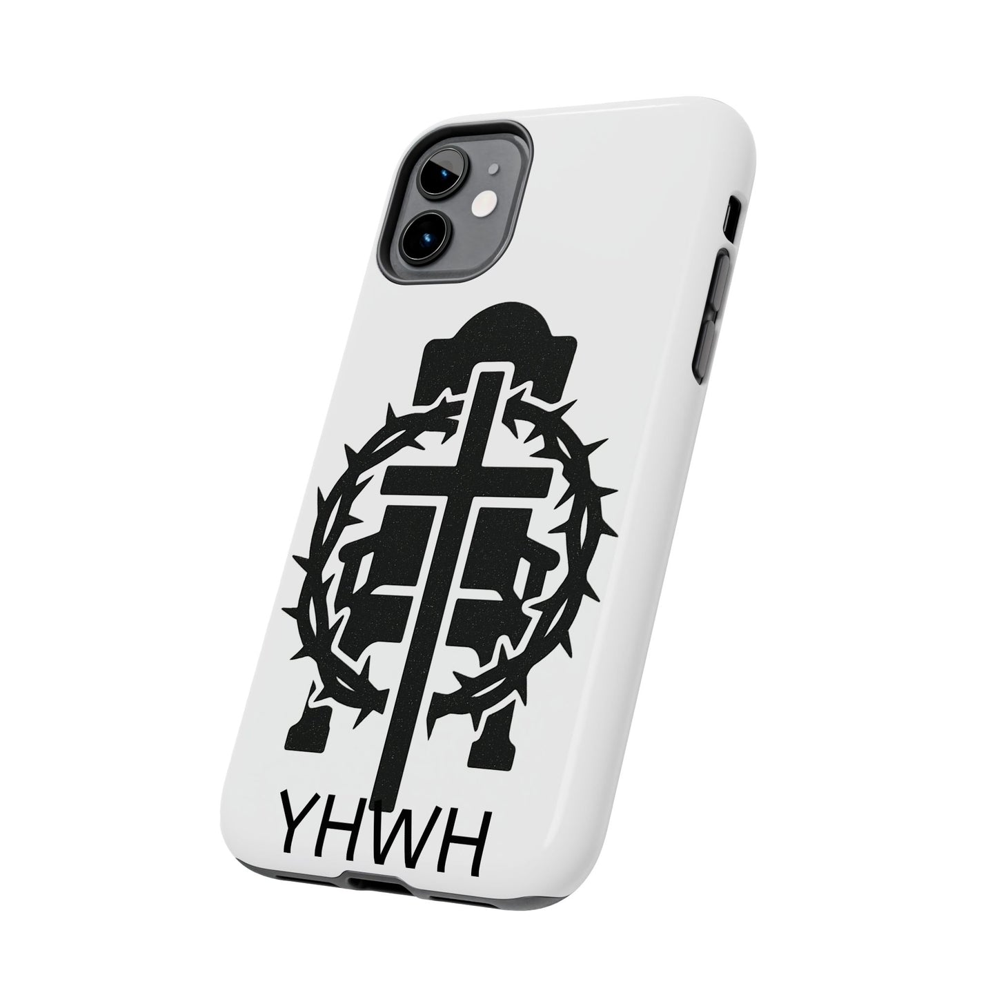 Tough Phone Case with Throne & Thorns YHWH Design, Inspirational Gift, Bible Verse Accessory, Christian Phone Cover, Durable Protection