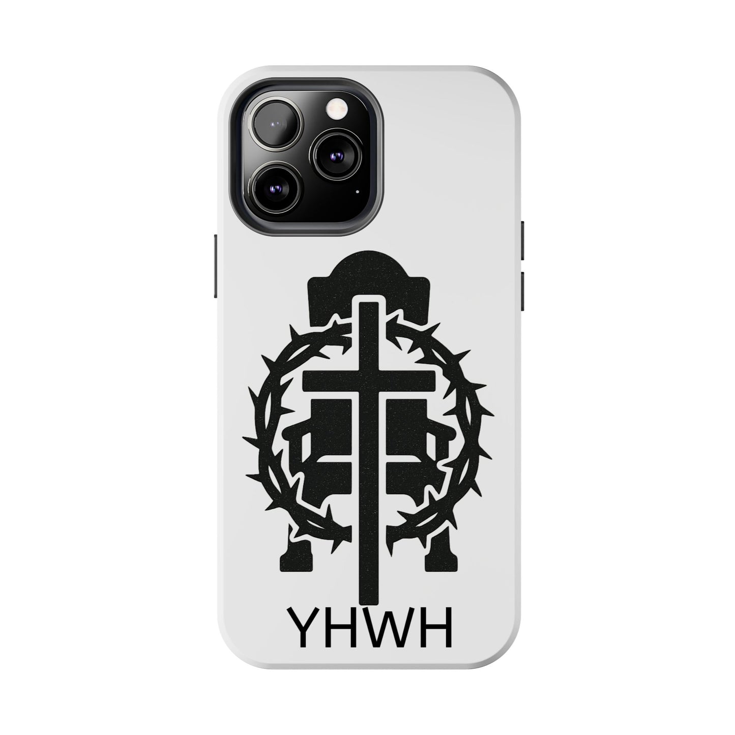 Tough Phone Case with Throne & Thorns YHWH Design, Inspirational Gift, Bible Verse Accessory, Christian Phone Cover, Durable Protection