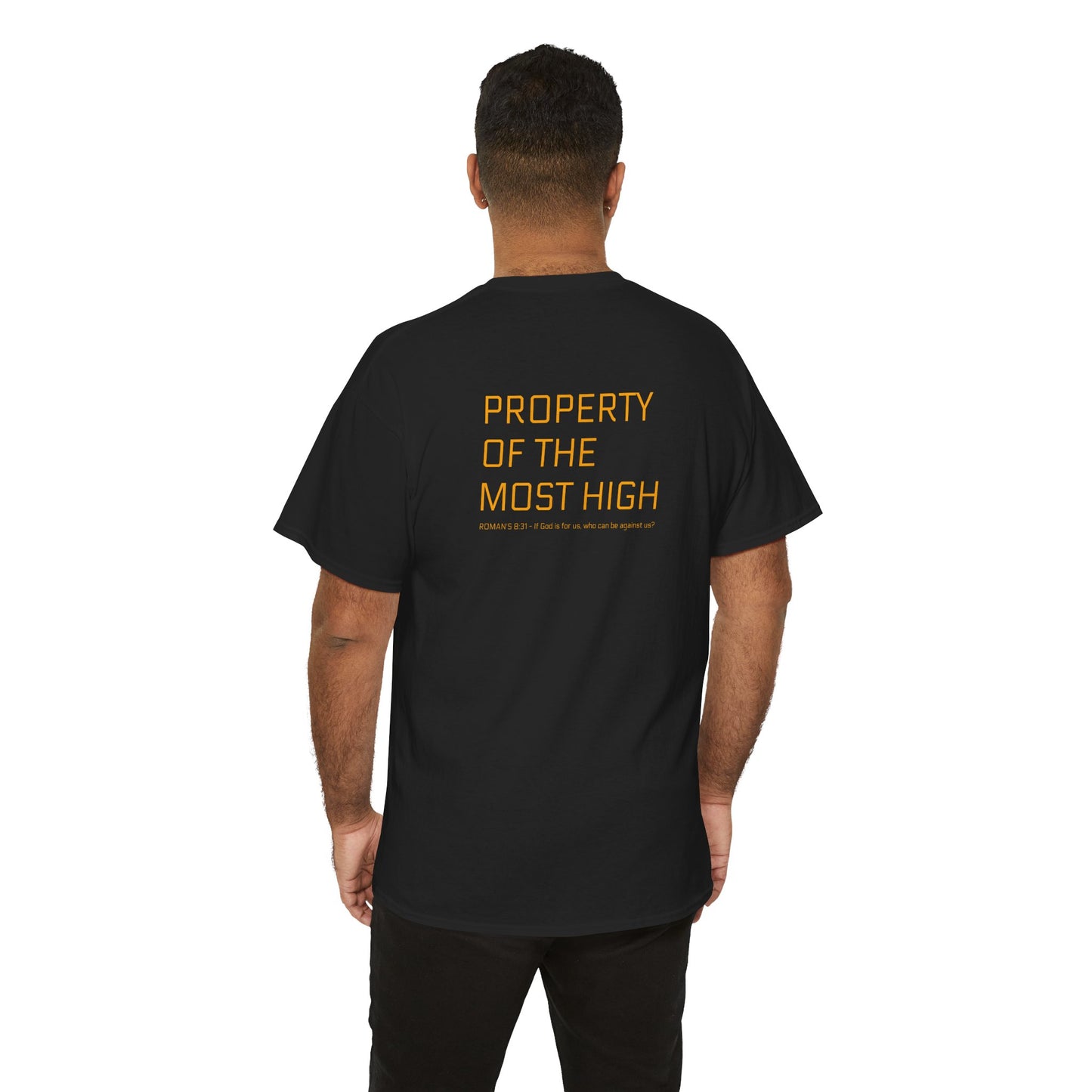 Property of the Most High (BACK) Unisex Heavy Cotton Tee, Comfortable Casual Tee