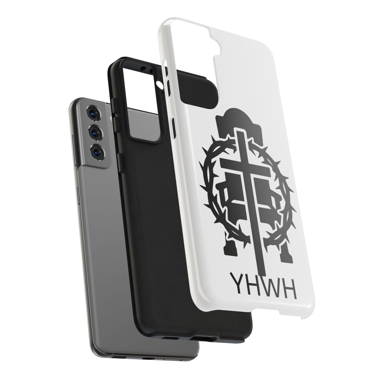 Tough Phone Case with Throne & Thorns YHWH Design, Inspirational Gift, Bible Verse Accessory, Christian Phone Cover, Durable Protection