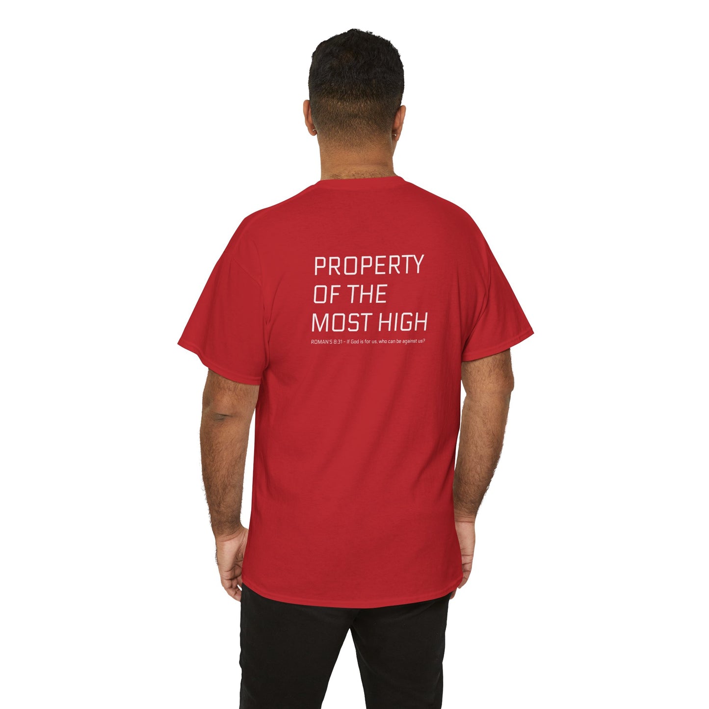 Property of the Most High (BACK) Unisex Heavy Cotton Tee, Comfortable Casual Tee