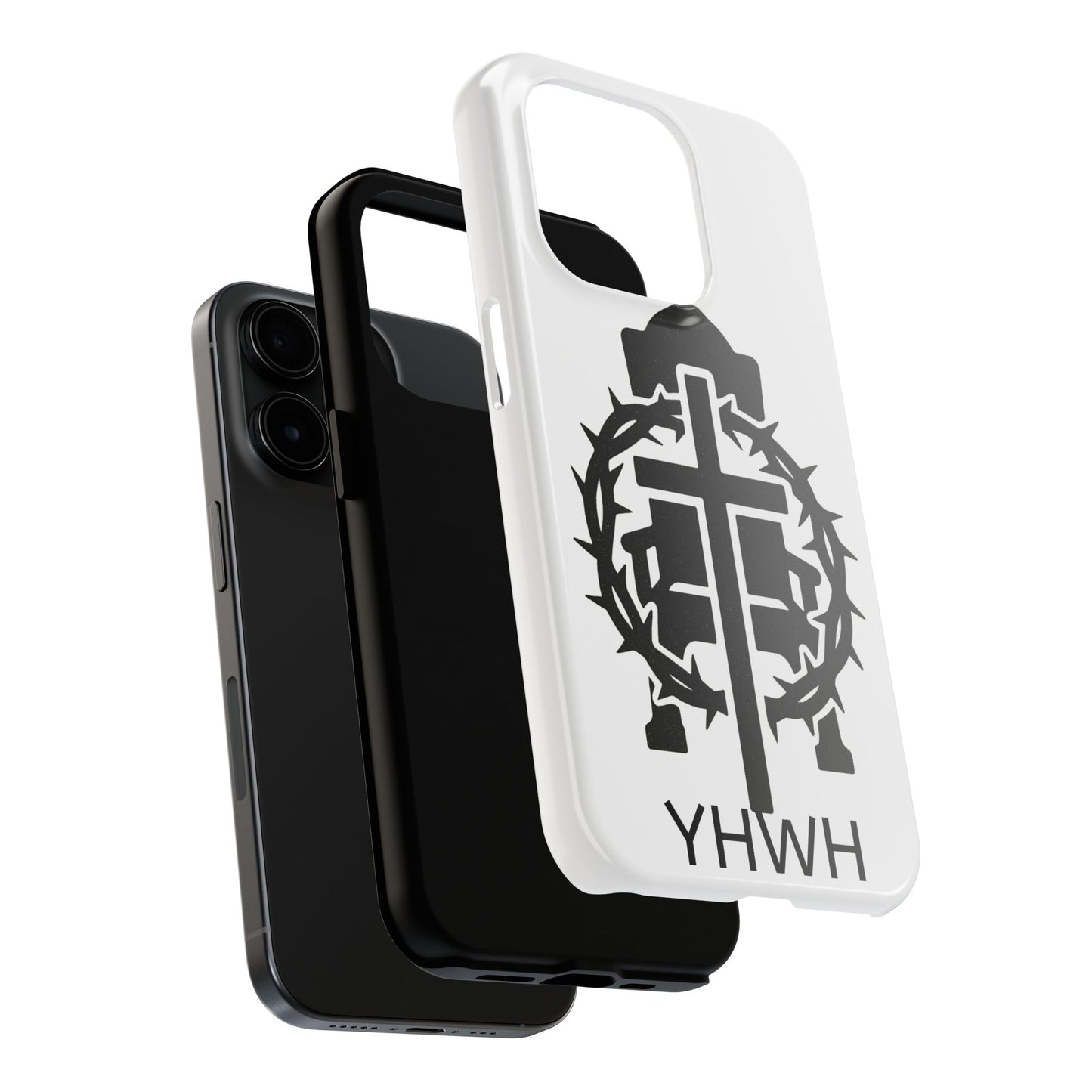 Tough Phone Case with Throne & Thorns YHWH Design, Inspirational Gift, Bible Verse Accessory, Christian Phone Cover, Durable Protection