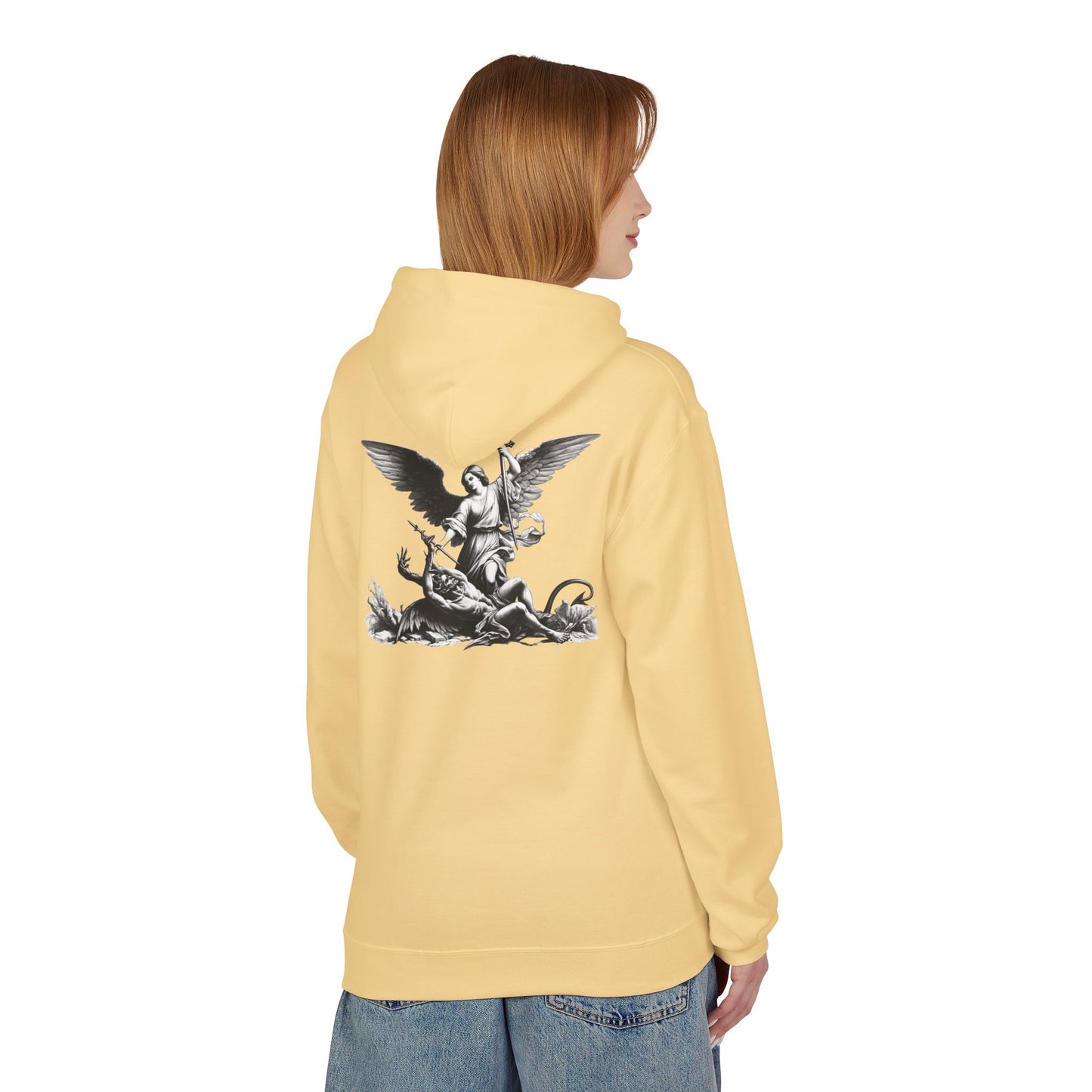 YHWH | Angel Slaying Demons Fleece Hoodie | Unisex Sweatshirt