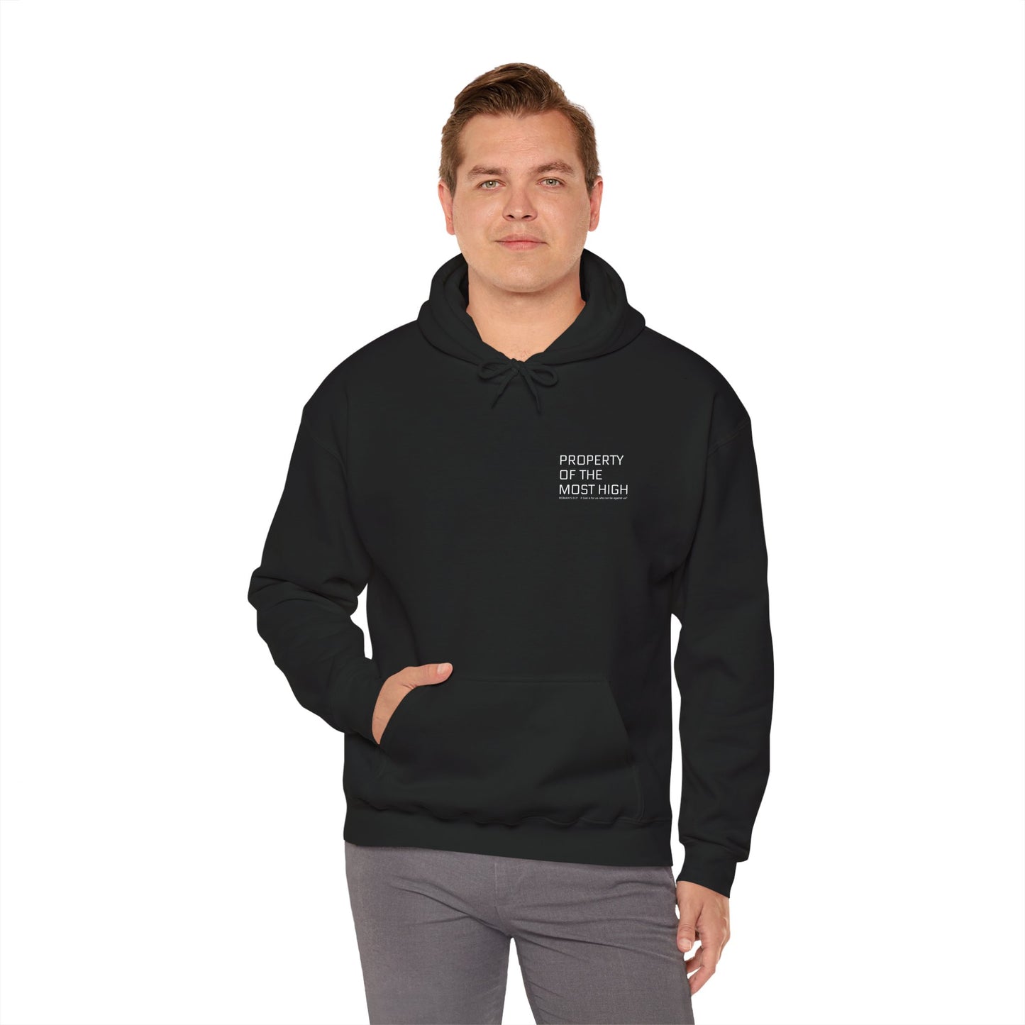 Property of the Most High Hoodie, Front/Back, Unisex Heavy Blend Sweatshirt, Inspirational Gift, Spiritual Apparel, Cozy Casual Wear