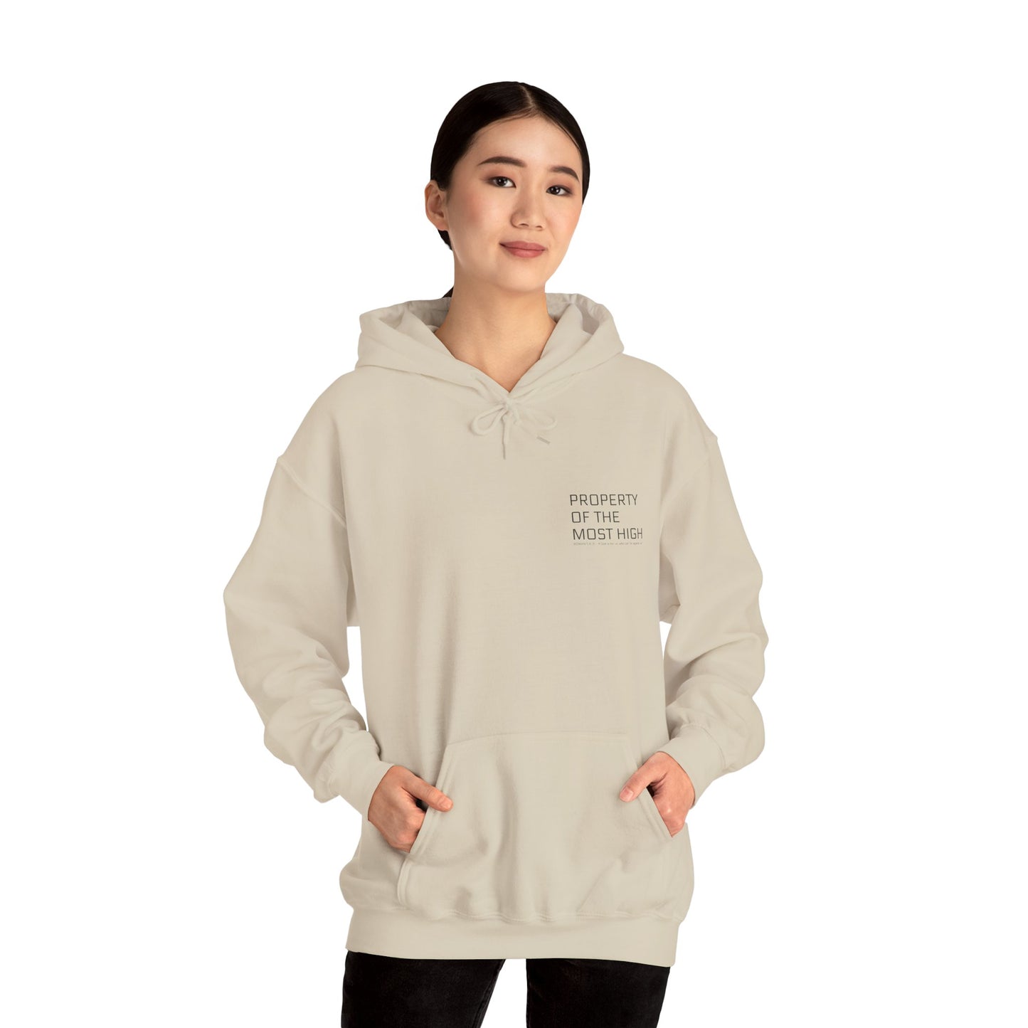 Property of the Most High Hoodie, Front/Back, Unisex Heavy Blend Sweatshirt, Inspirational Gift, Spiritual Apparel, Cozy Casual Wear