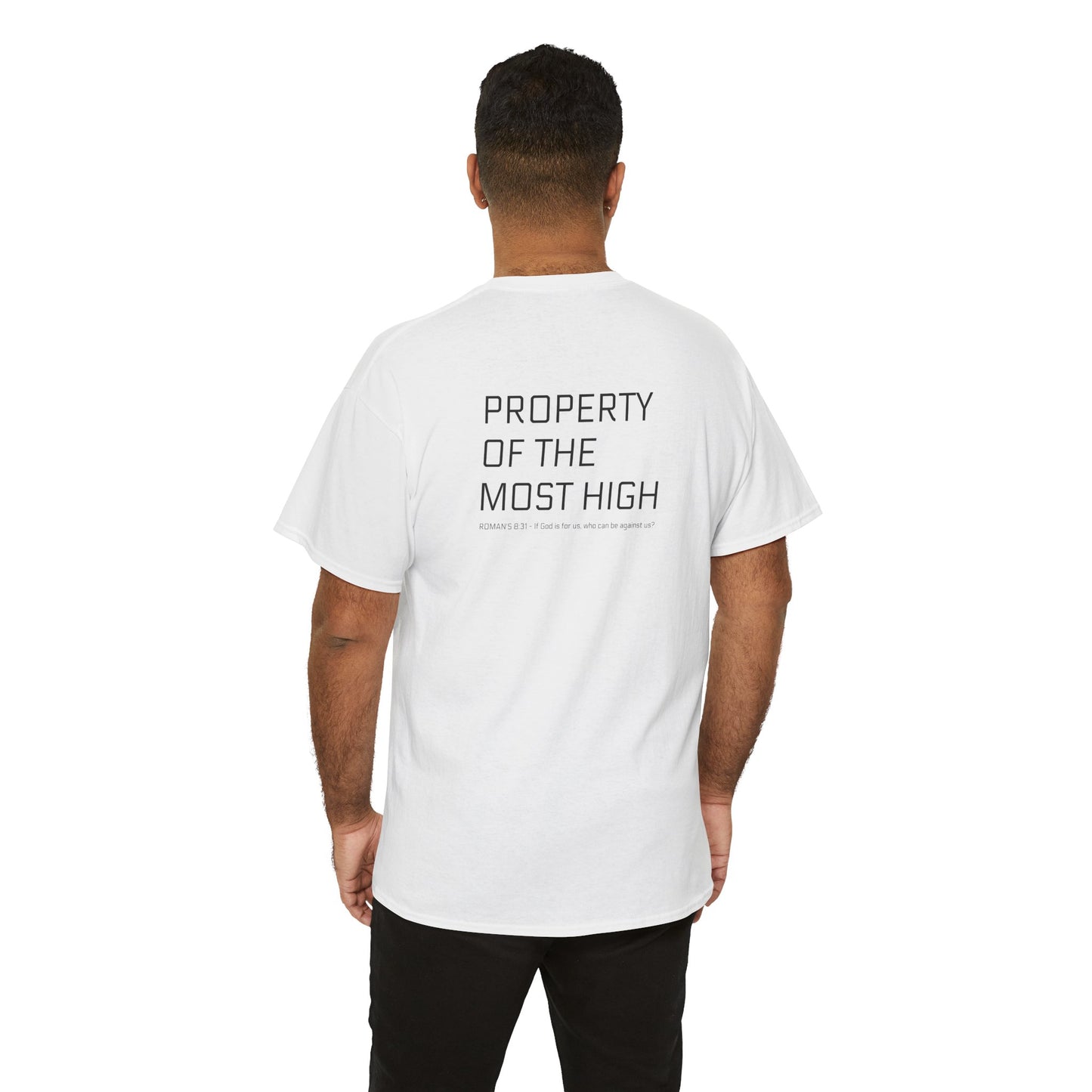 Property of the Most High (BACK) Unisex Heavy Cotton Tee, Comfortable Casual Tee
