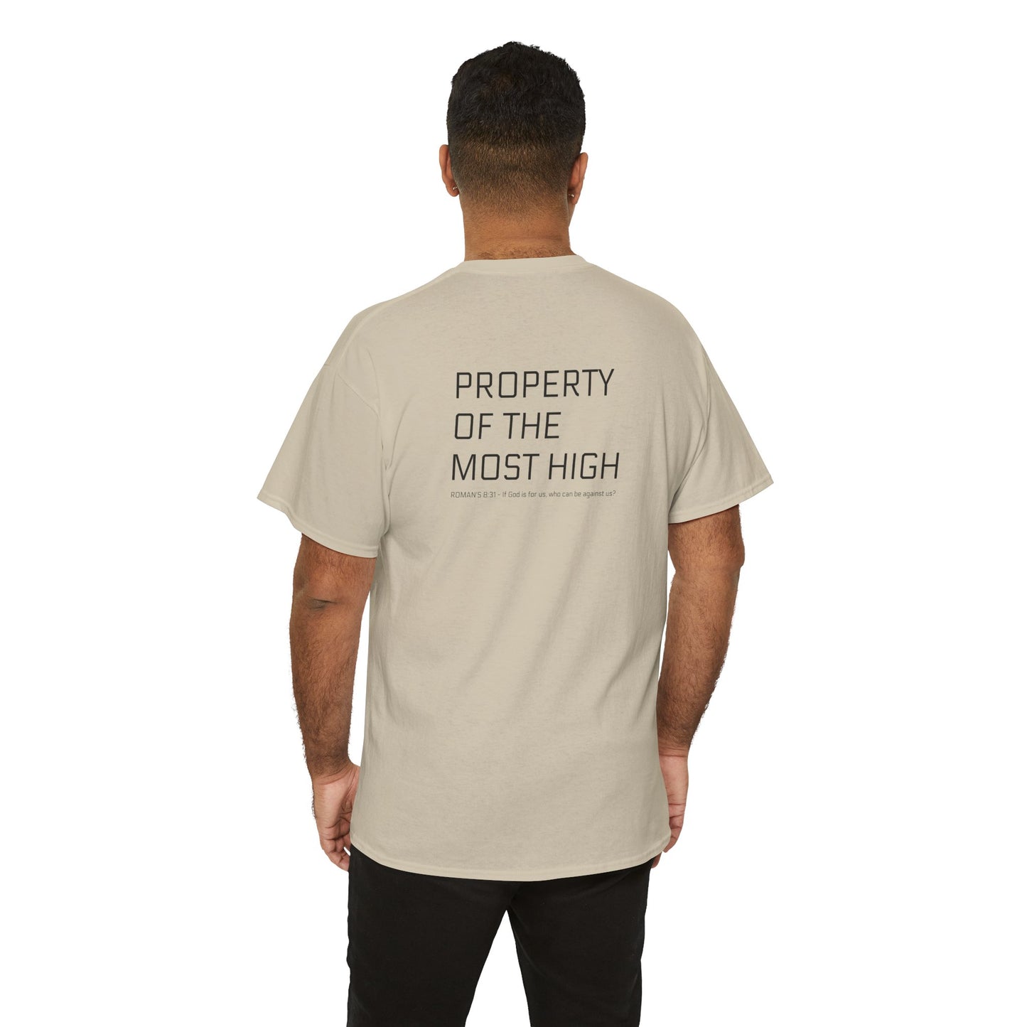 Property of the Most High (BACK) Unisex Heavy Cotton Tee, Comfortable Casual Tee