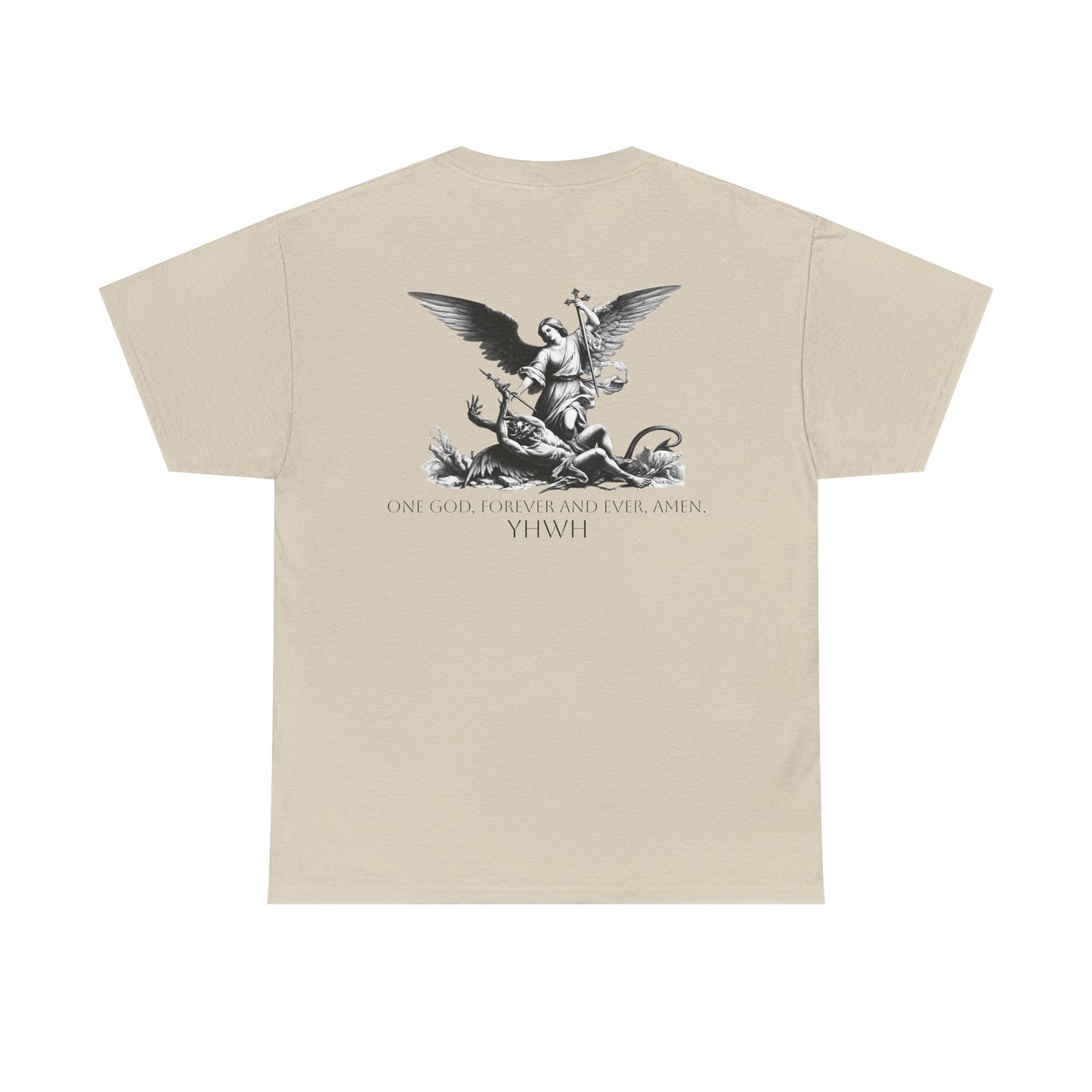 "One God, Forever." YHWH Angel Tee