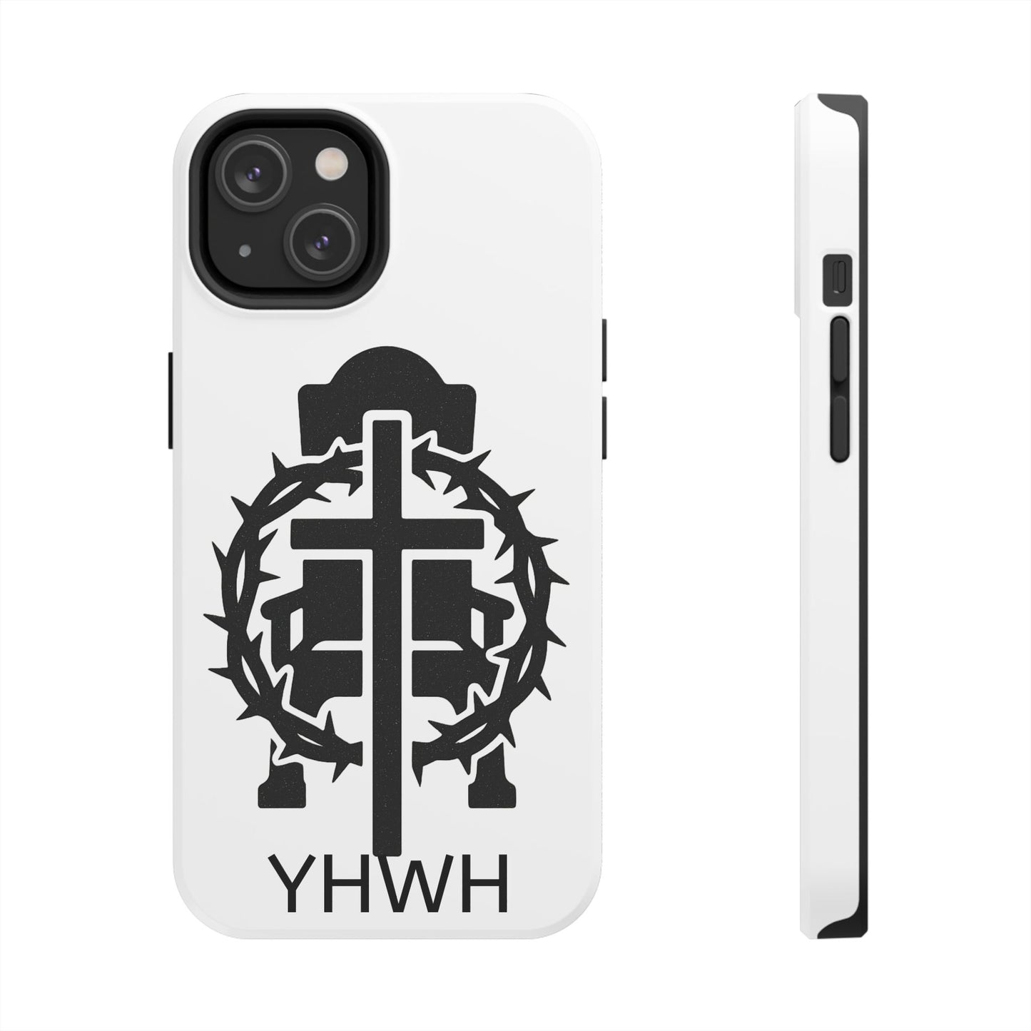 Tough Phone Case with Throne & Thorns YHWH Design, Inspirational Gift, Bible Verse Accessory, Christian Phone Cover, Durable Protection