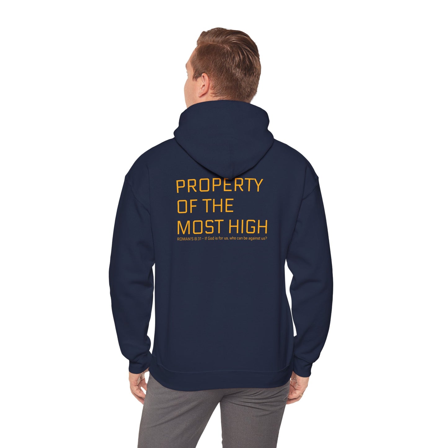 Property of the Most High Hoodie, Front/Back, Unisex Heavy Blend Sweatshirt, Inspirational Gift, Spiritual Apparel, Cozy Casual Wear