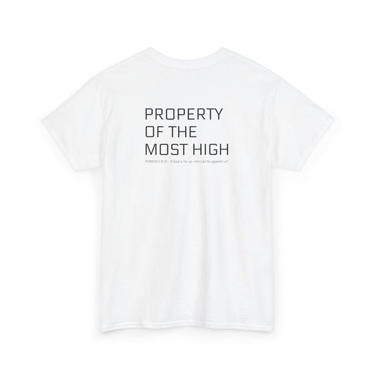 Property of the Most High (BACK) Unisex Heavy Cotton Tee, Comfortable Casual Tee