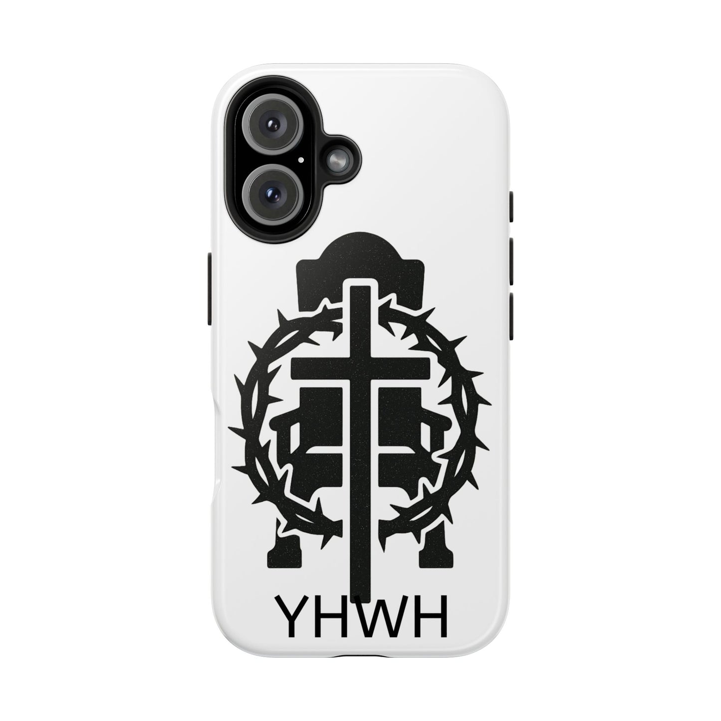 Tough Phone Case with Throne & Thorns YHWH Design, Inspirational Gift, Bible Verse Accessory, Christian Phone Cover, Durable Protection