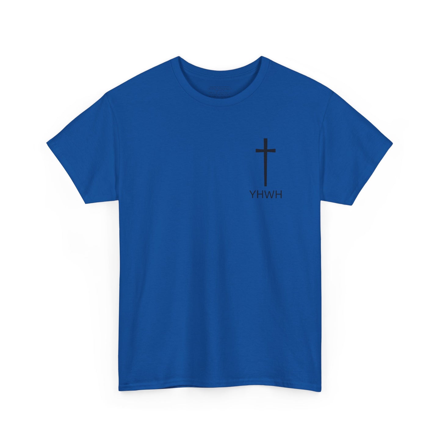 Simple Heavy Cotton Tee with Cross Design and YHWH, Spiritual T-Shirt, Casual Streetwear, Christian Gift, Everyday Wear