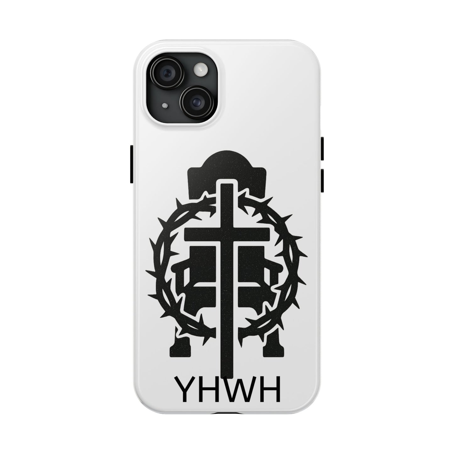 Tough Phone Case with Throne & Thorns YHWH Design, Inspirational Gift, Bible Verse Accessory, Christian Phone Cover, Durable Protection