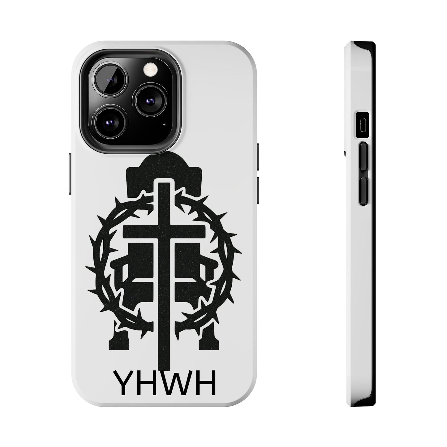Tough Phone Case with Throne & Thorns YHWH Design, Inspirational Gift, Bible Verse Accessory, Christian Phone Cover, Durable Protection
