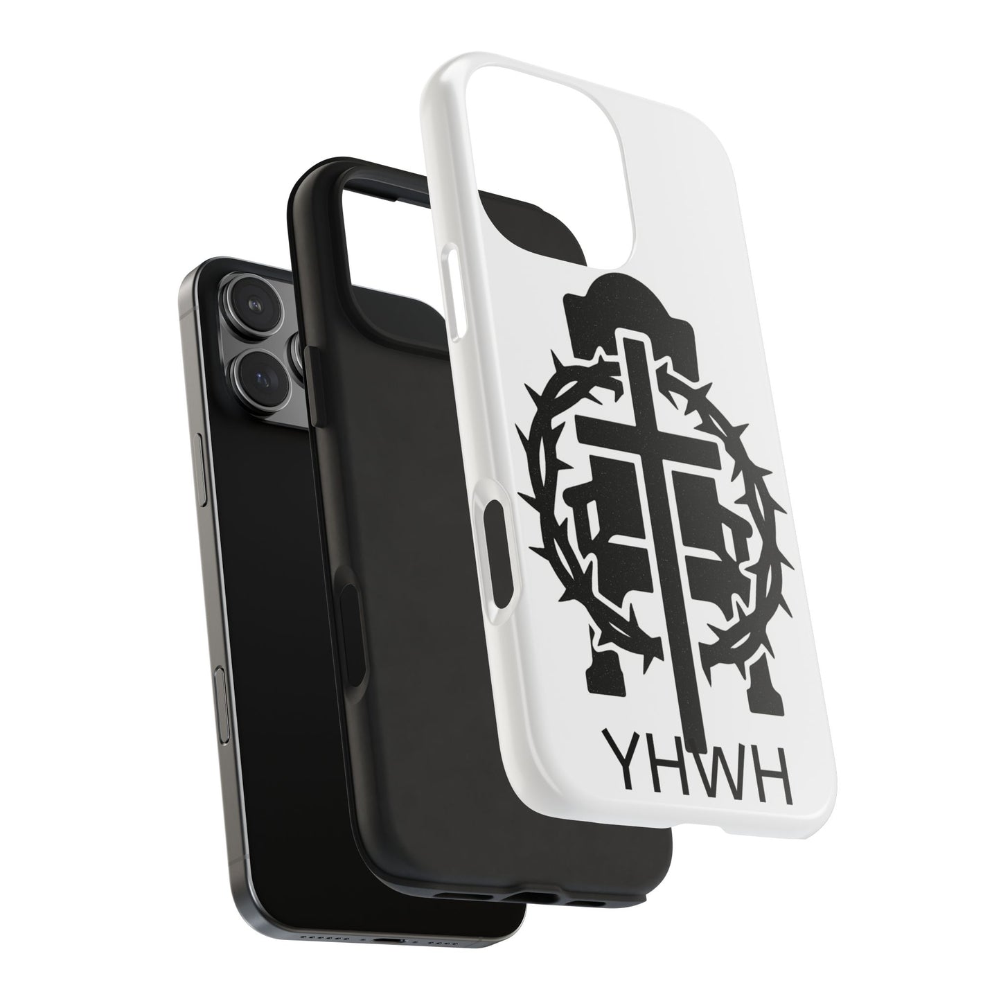 Tough Phone Case with Throne & Thorns YHWH Design, Inspirational Gift, Bible Verse Accessory, Christian Phone Cover, Durable Protection