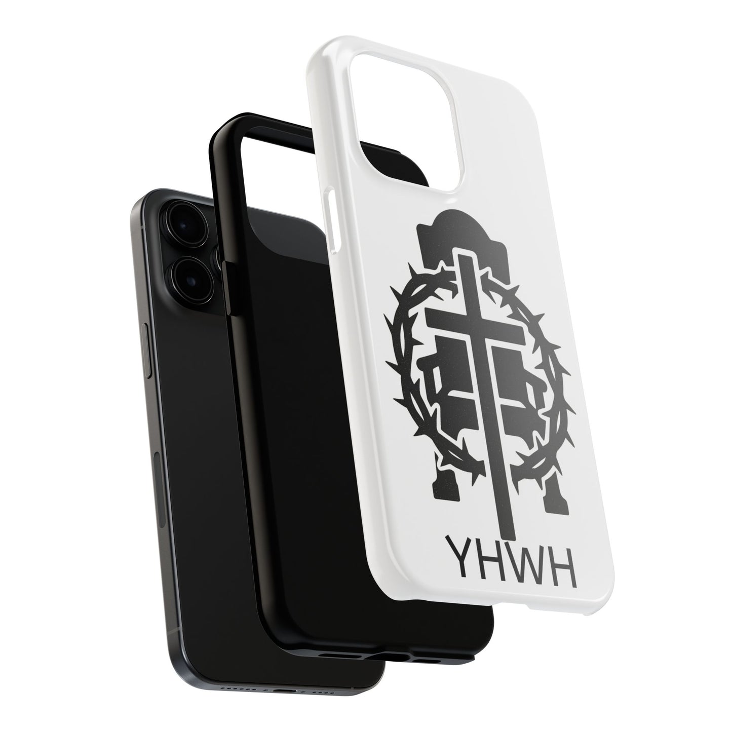 Tough Phone Case with Throne & Thorns YHWH Design, Inspirational Gift, Bible Verse Accessory, Christian Phone Cover, Durable Protection