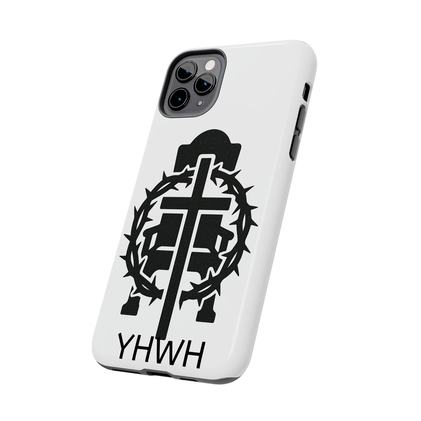 Tough Phone Case with Throne & Thorns YHWH Design, Inspirational Gift, Bible Verse Accessory, Christian Phone Cover, Durable Protection