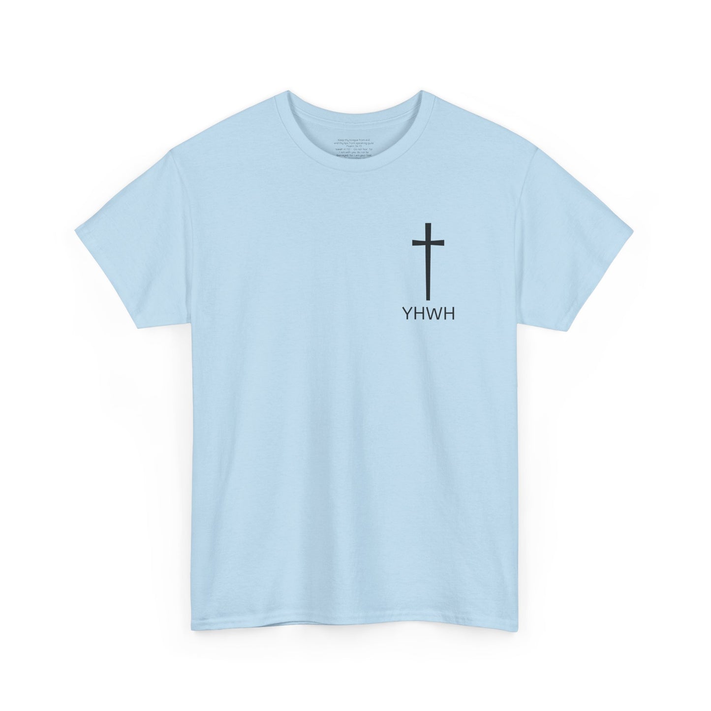 Simple Heavy Cotton Tee with Cross Design and YHWH, Spiritual T-Shirt, Casual Streetwear, Christian Gift, Everyday Wear