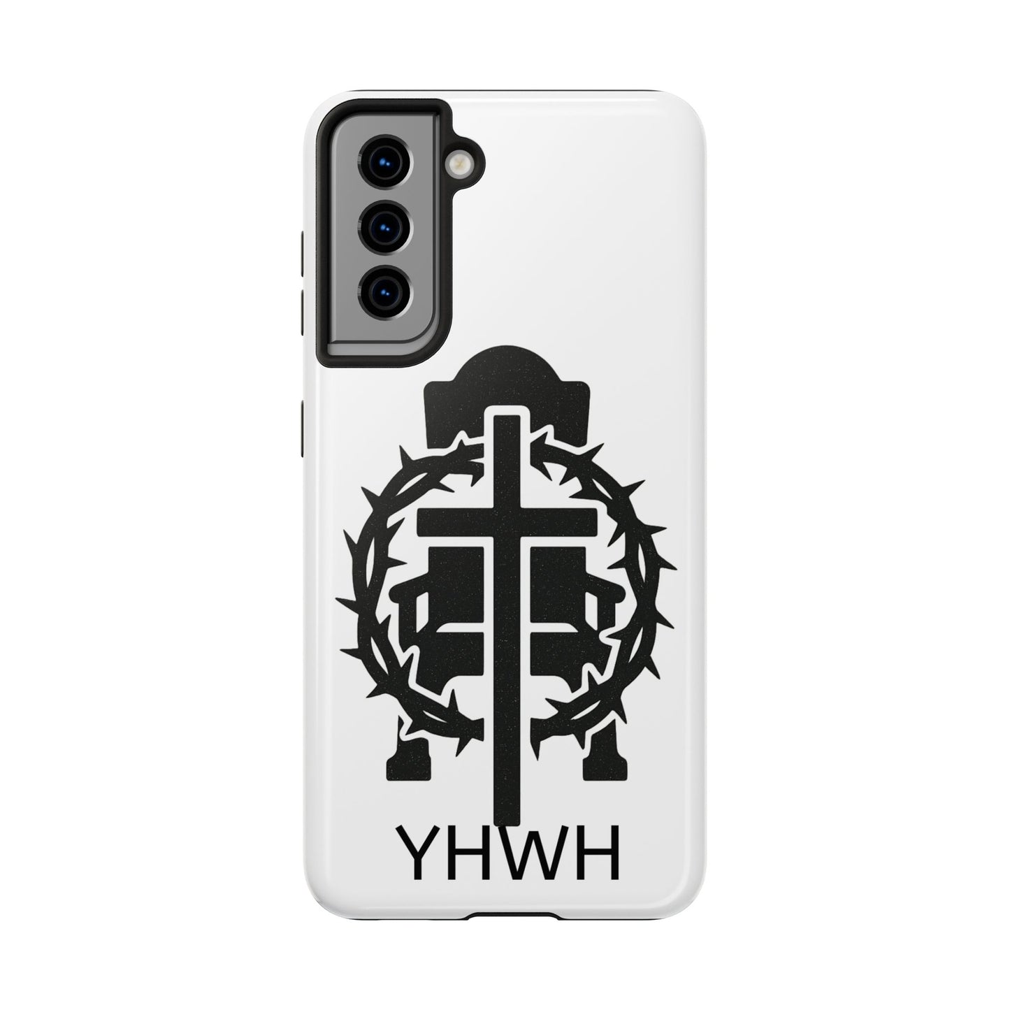 Tough Phone Case with Throne & Thorns YHWH Design, Inspirational Gift, Bible Verse Accessory, Christian Phone Cover, Durable Protection