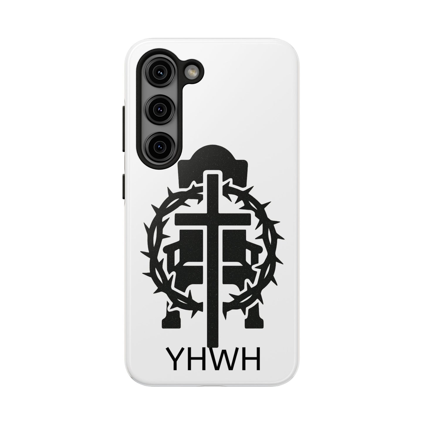 Tough Phone Case with Throne & Thorns YHWH Design, Inspirational Gift, Bible Verse Accessory, Christian Phone Cover, Durable Protection
