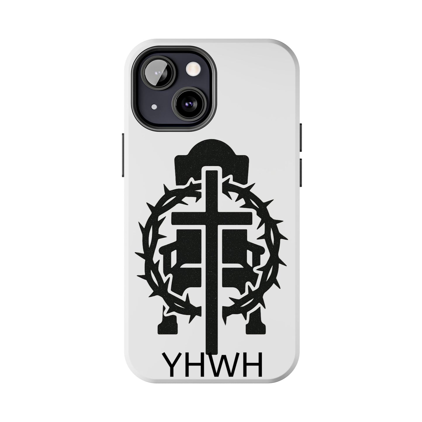Tough Phone Case with Throne & Thorns YHWH Design, Inspirational Gift, Bible Verse Accessory, Christian Phone Cover, Durable Protection