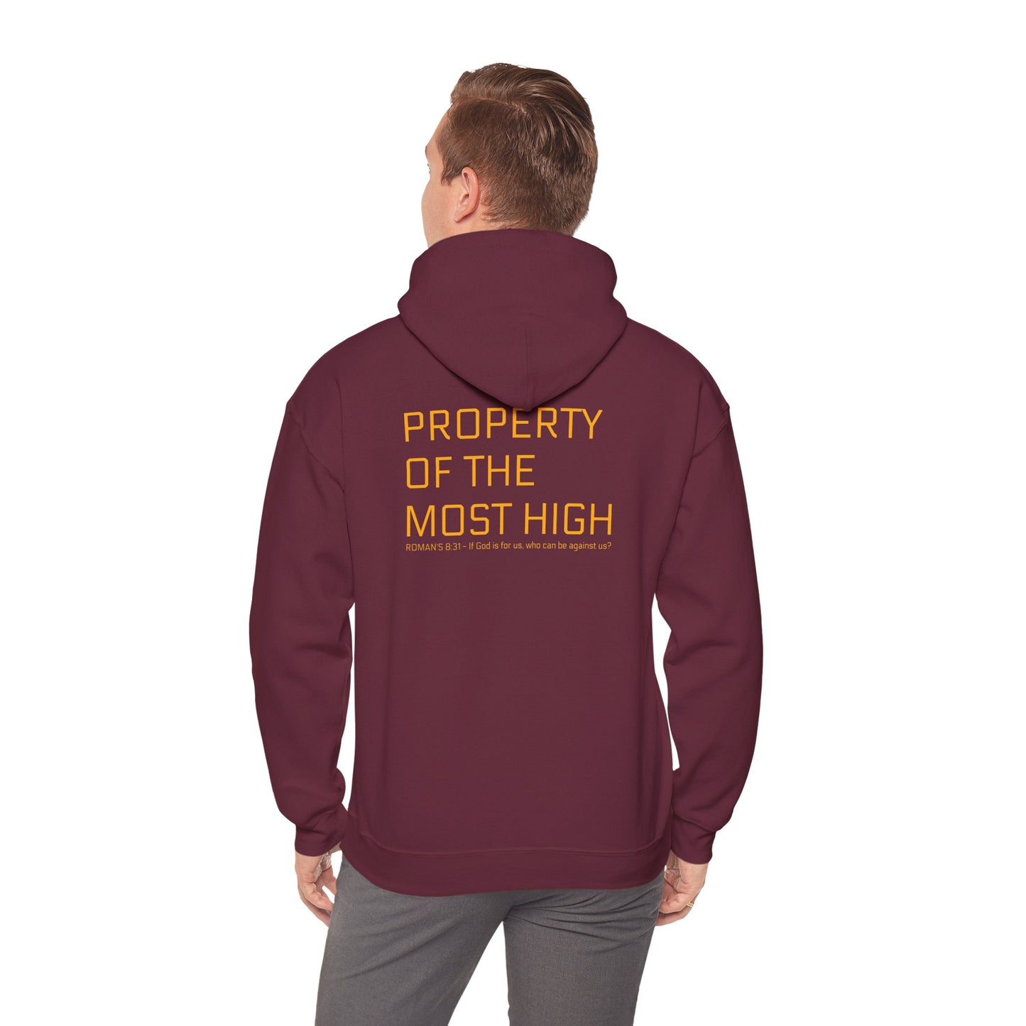Property of the Most High Hoodie, Front/Back, Unisex Heavy Blend Sweatshirt, Inspirational Gift, Spiritual Apparel, Cozy Casual Wear