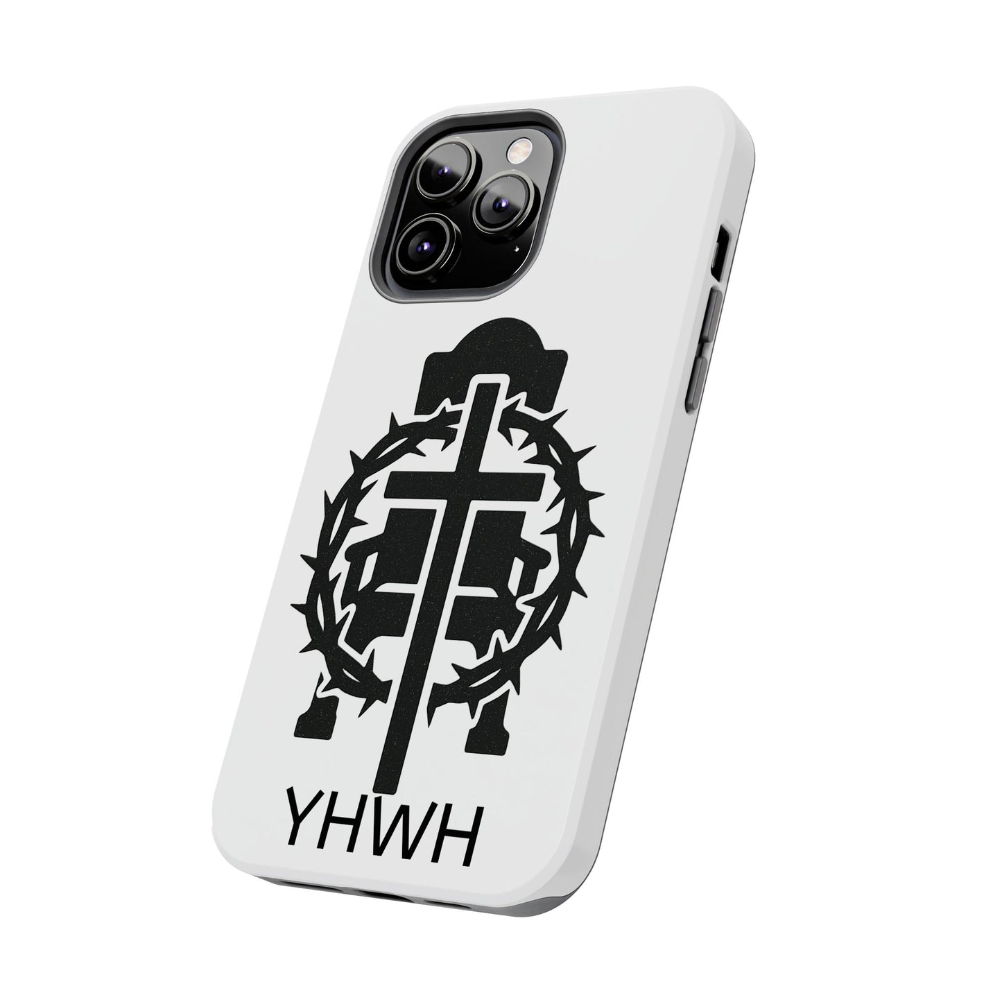 Tough Phone Case with Throne & Thorns YHWH Design, Inspirational Gift, Bible Verse Accessory, Christian Phone Cover, Durable Protection